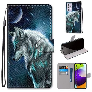 Peňaženkové kožené puzdro na Samsung Galaxy A52 5G / A52s 5G - Pensive Wolf