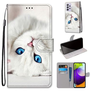 Peňaženkové kožené puzdro na Samsung Galaxy A52 5G / A52s 5G - White Kitten