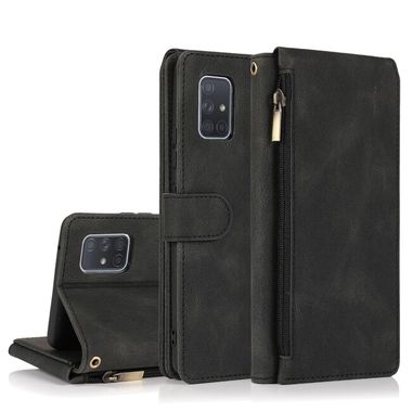 Peňaženkové kožené puzdro SKIN HORS na Samsung Galaxy A71 5G - Čierna