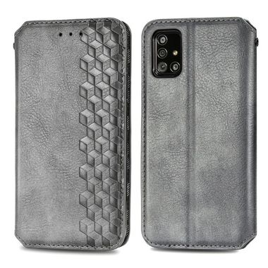 Peňaženkové kožené puzdro GRID na Samsung Galaxy A71 5G - Šedá