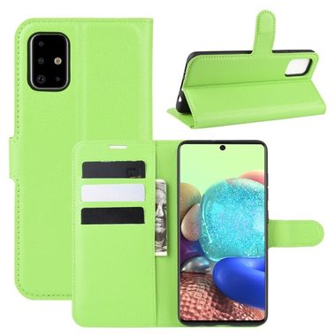 Peňaženkové kožené puzdro LITCHI na Samsung Galaxy A71 5G - Zelená