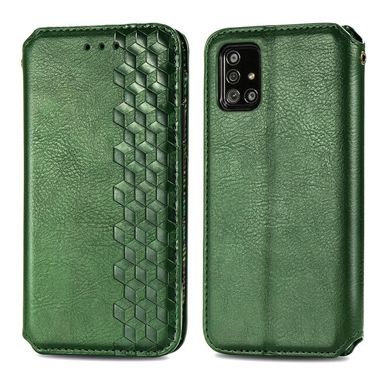 Peňaženkové kožené puzdro GRID na Samsung Galaxy A71 5G - Zelená