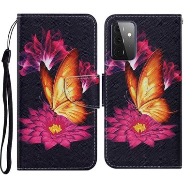 Peňaženkové kožené puzdro na Samsung Galaxy A72 5G - Big Golden Butterfly