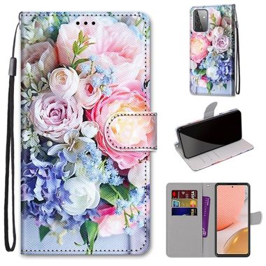 Peňaženkové kožené puzdro na Samsung Galaxy A72 5G - Light Pink Bouquet