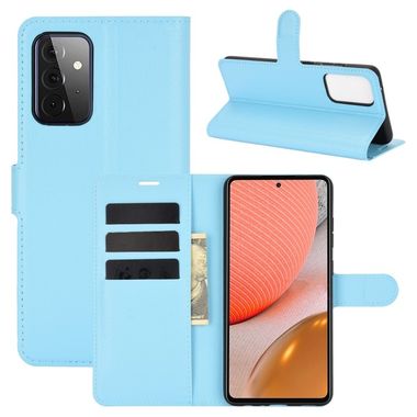 Peňaženkové kožené puzdro na Samsung Galaxy A72 5G - Modrá