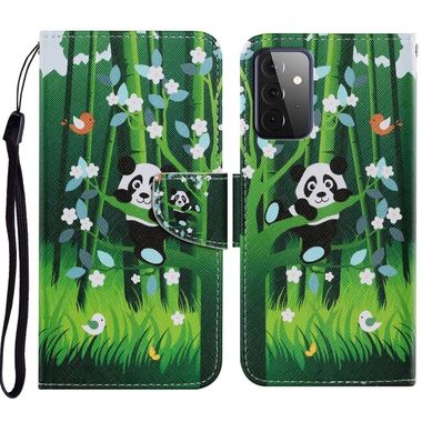 Peňaženkové kožené puzdro na Samsung Galaxy A72 5G - Panda