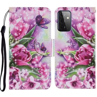 Peňaženkové kožené puzdro na Samsung Galaxy A72 5G - Rose Butterfly