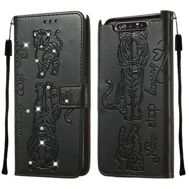 Peňaženkové kožené puzdro na Samsung Galaxy A80 - Čierny