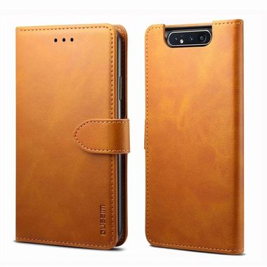 Peňaženkové kožené puzdro na Samsung Galaxy A80 - Khaki