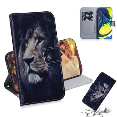 Peňaženkové kožené puzdro na Samsung Galaxy A80 - Lion