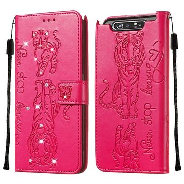 Peňaženkové kožené puzdro na Samsung Galaxy A80 - Rose Red