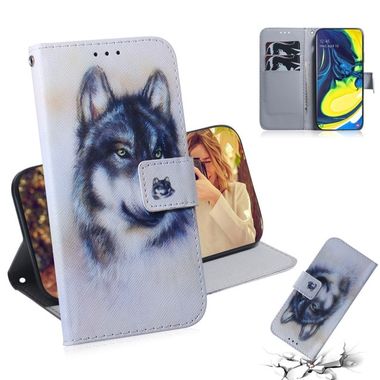 Peňaženkové kožené puzdro na Samsung Galaxy A80 - White Wolf