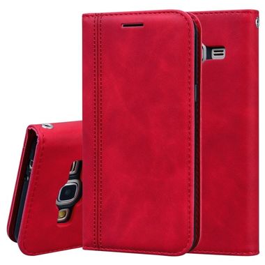 Peňaženkové kožené puzdro na Samsung Galaxy J3 (2016) - Červený