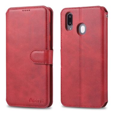 Peňaženkové kožené puzdro na Samsung Galaxy M20 - Červená