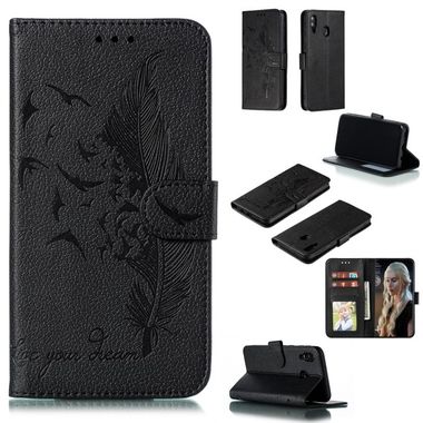 Peňaženkové kožené puzdro na Samsung Galaxy M20 - Čierna