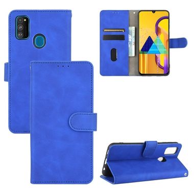 Peňaženkové kožené puzdro na Samsung Galaxy M21 -Modrá