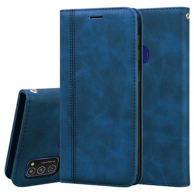 Peňaženkové kožené puzdro na Samsung Galaxy M21 -Modrá