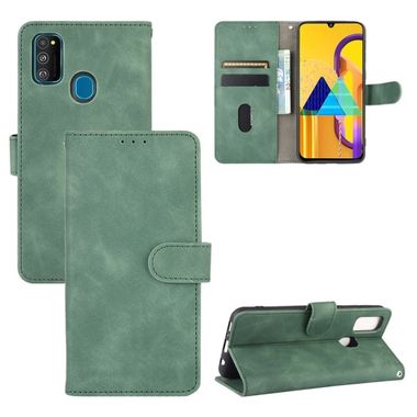 Peňaženkové kožené puzdro na Samsung Galaxy M21 -Zelená