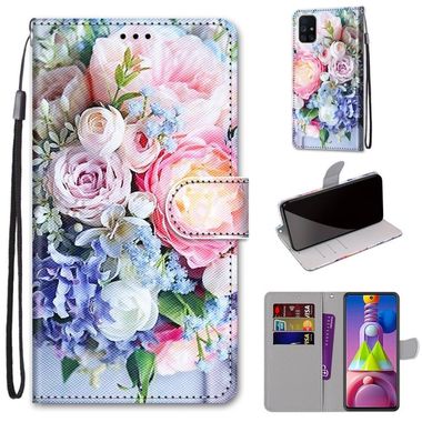 Peňaženkové kožené puzdro na Samsung Galaxy M51 - Light Pink Bouquet