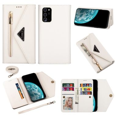 Peňaženkové kožené puzdro na Samsung Galaxy Note 20 - Biela