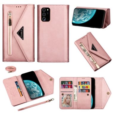 Peňaženkové kožené puzdro na Samsung Galaxy Note 20 - Ružovozlatá