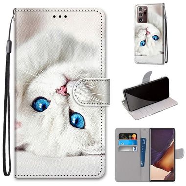 Peňaženkové kožené puzdro na Samsung Galaxy Note 20 Ultra - White Kitten