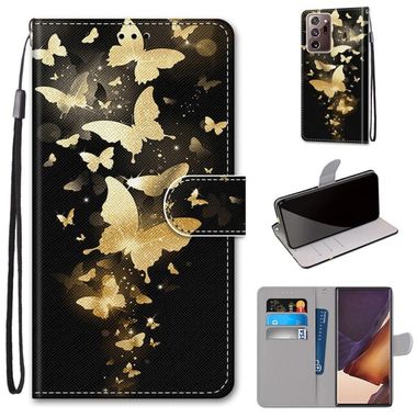 Peňaženkové kožené puzdro na Samsung Galaxy Note 20 Ultra - Golden Butterfly Group