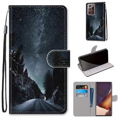 Peňaženkové kožené puzdro na Samsung Galaxy Note 20 Ultra - Mountain Road Starry Sky