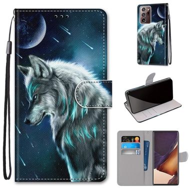 Peňaženkové kožené puzdro na Samsung Galaxy Note 20 Ultra - Pensive Wolf