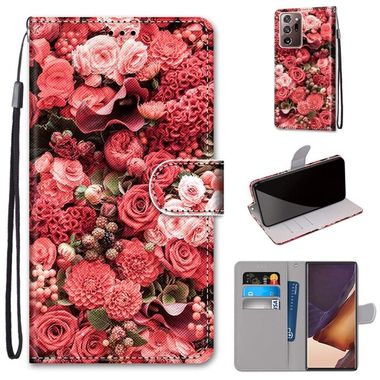 Peňaženkové kožené puzdro na Samsung Galaxy Note 20 Ultra - Pink Rose Garden