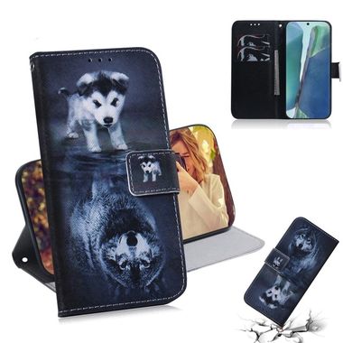 Peňaženkové kožené puzdro na Samsung Galaxy Note 20 - Wolf and Dog