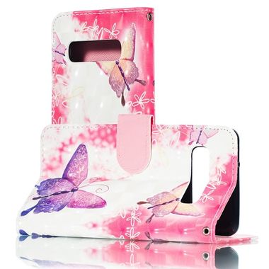 Peňaženkové kožené puzdro na Samsung Galaxy S10 - 3D Pink Butterflies