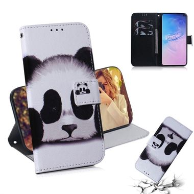 Peňaženkové kožené puzdro na Samsung Galaxy S10 - Sad panda