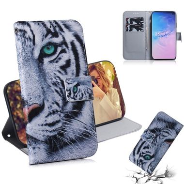 Peňaženkové kožené puzdro na Samsung Galaxy S10 - White tiger