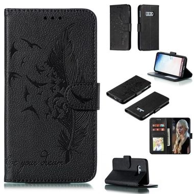 Peňaženkové kožené puzdro na Samsung Galaxy S10e - Čierna