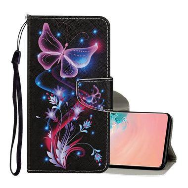 Peňaženkové kožené puzdro na Samsung Galaxy S10e - Fluorescent Butterfly