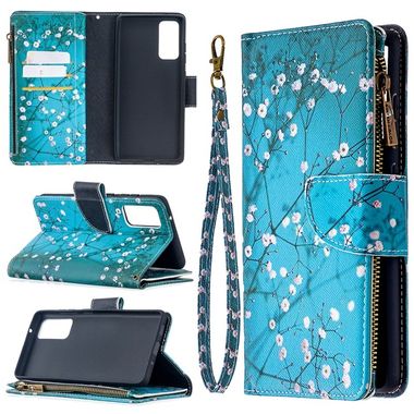 Peňaženkové kožené puzdro na Samsung Galaxy S20 FE - Plum Blossom