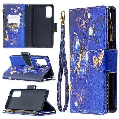 Peňaženkové kožené puzdro na Samsung Galaxy S20 FE - Purple Butterflies
