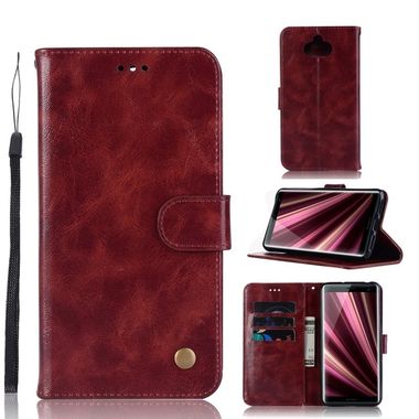 Peňaženkové kožené puzdro na Sony Xperia 10 - Wine Red