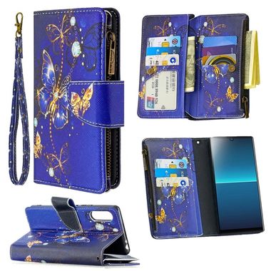 Peňaženkové kožené puzdro na Sony Xperia L4 - Purple Butterflies
