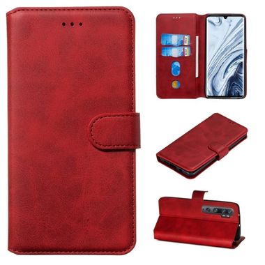 Peňaženkové kožené puzdro na Xiaomi Mi Note 10 - Červený