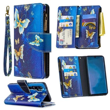 Peňaženkové kožené puzdro na Xiaomi Mi Note 10 - Gold Butterfly