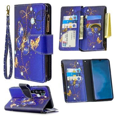 Peňaženkové kožené puzdro na Xiaomi Mi Note 10 - Purple Butterfly