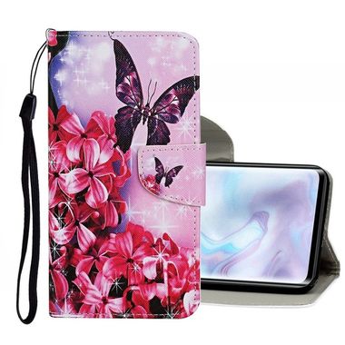 Peňaženkové kožené puzdro na Xiaomi Mi Note 10 - Red Flower Butterfly
