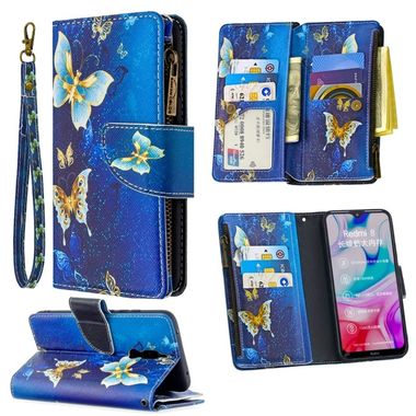 Peňaženkové kožené puzdro na Xiaomi Redmi 8 - Gold Butterfly