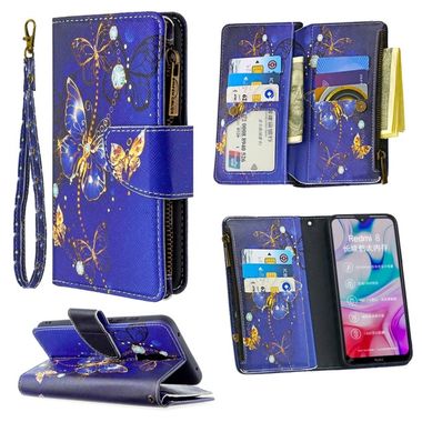 Peňaženkové kožené puzdro na Xiaomi Redmi 8 - Purple Butterfly