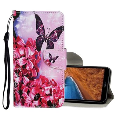 Peňaženkové kožené puzdro na Xiaomi Redmi 8 - Red Flower Butterfly