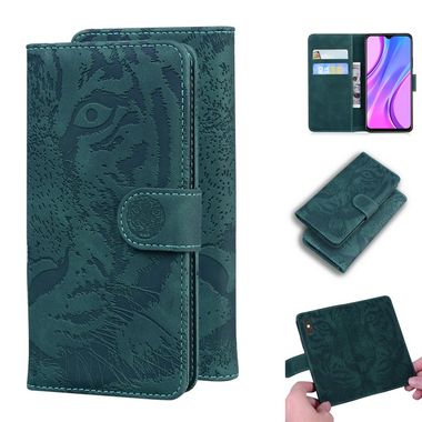 Peňaženkové kožené puzdro TIGER na Xiaomi Redmi 9 - Zelená