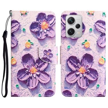 Peňaženkové kožené puzdro na Xiaomi Redmi Note 12 Pro 5G – Purple Flower