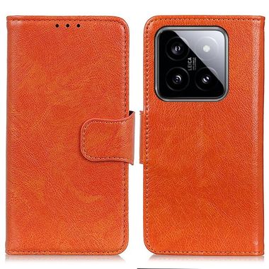 Peňaženkové kožené puzdro Nappa Flip na Xiaomi 14 - Oranžová